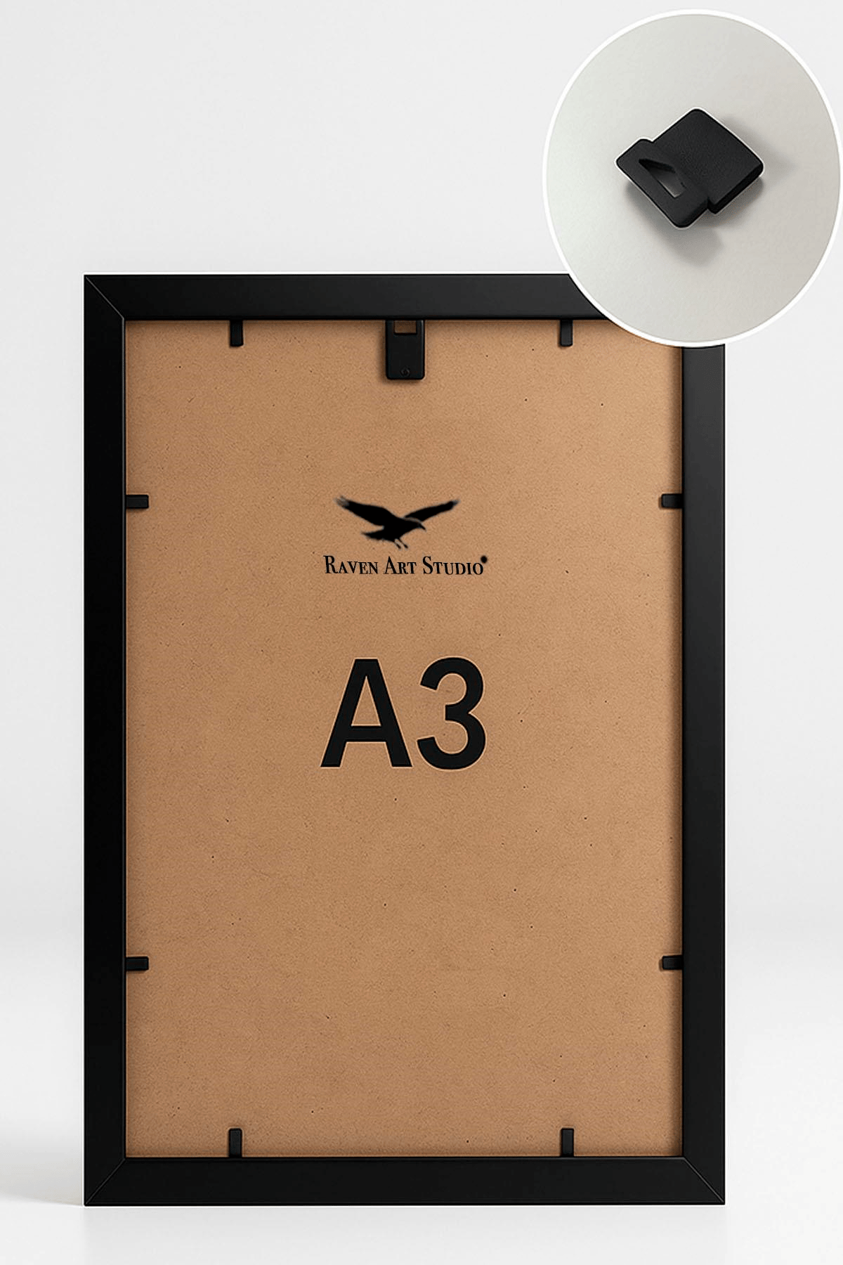 Ermitaj A3 Ebat 30cm x 42cm Siyah Resim Fotoğraf Belge Poster Evrak Çerçevesi Korumalı Kırılmaz Pleksi Cam