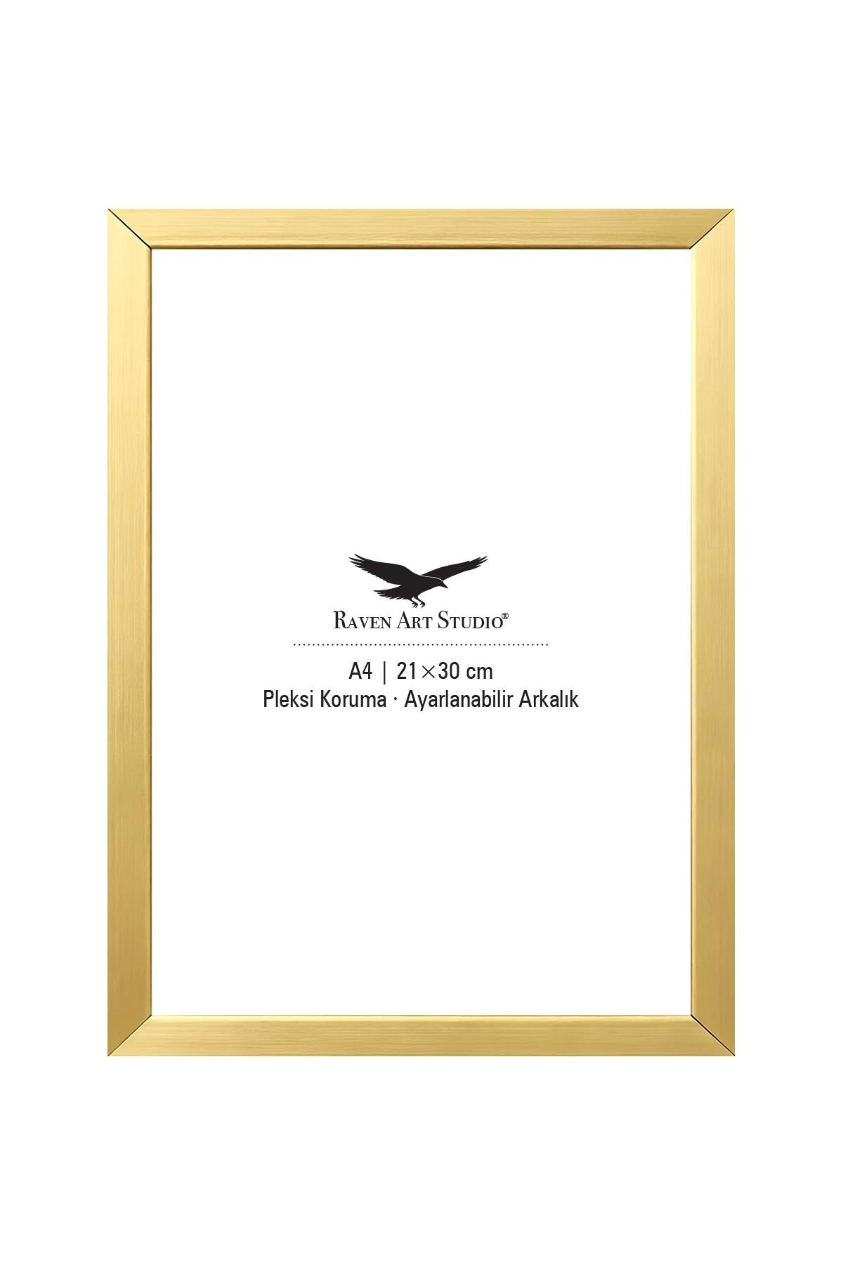 Ermitaj A4 Ebat 21cm x 30cm Altın Resim Fotoğraf Belge Poster Evrak Çerçevesi Korumalı Kırılmaz Pleksi Cam