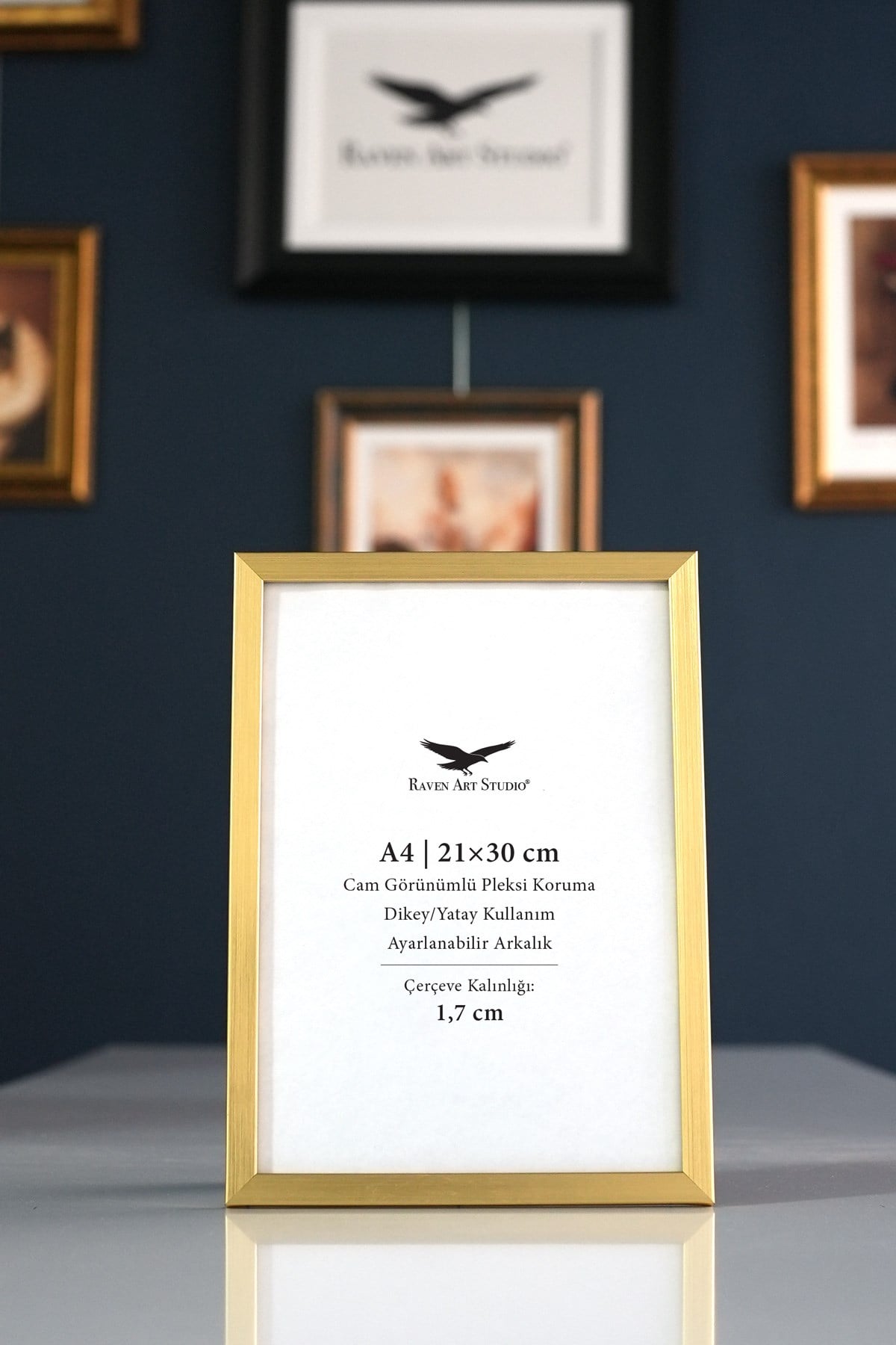 Ermitaj A4 Ebat 21cm x 30cm Altın Resim Fotoğraf Belge Poster Evrak Çerçevesi Korumalı Kırılmaz Pleksi Cam