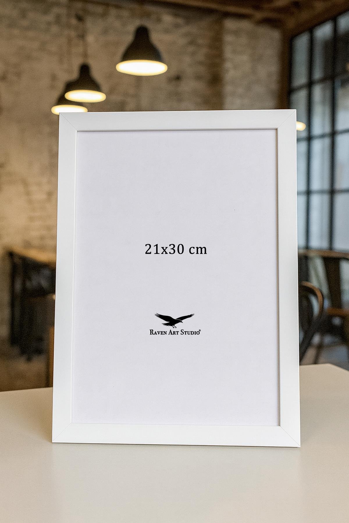Ermitaj A4 Ebat 21cm x 30cm Beyaz Resim Fotoğraf Belge Poster Evrak Çerçevesi Korumalı Kırılmaz Pleksi Cam