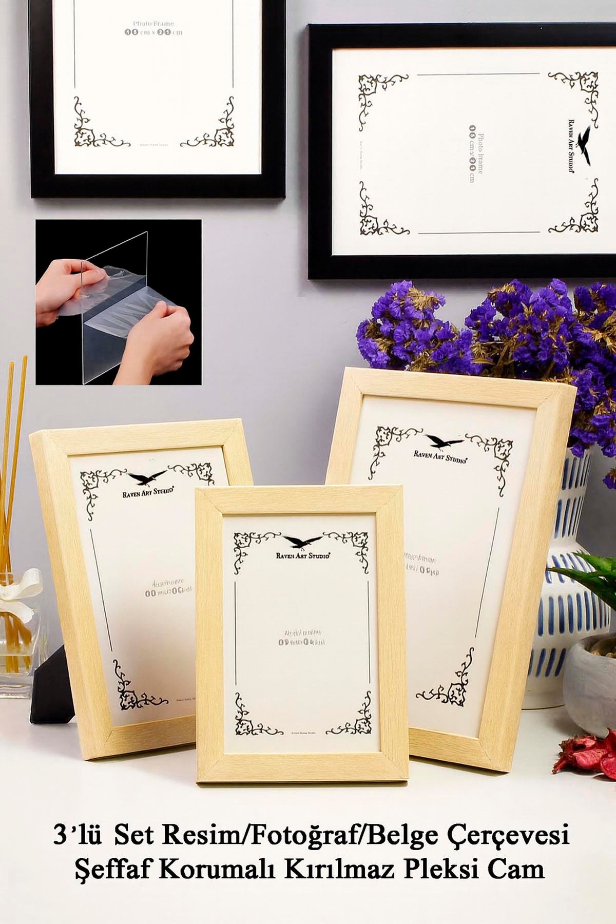 Ermitaj Sedef 3'lü Set 10x15cm + 13x18cm + 15x21cm Korumalı Kırılmaz Pleksi Cam