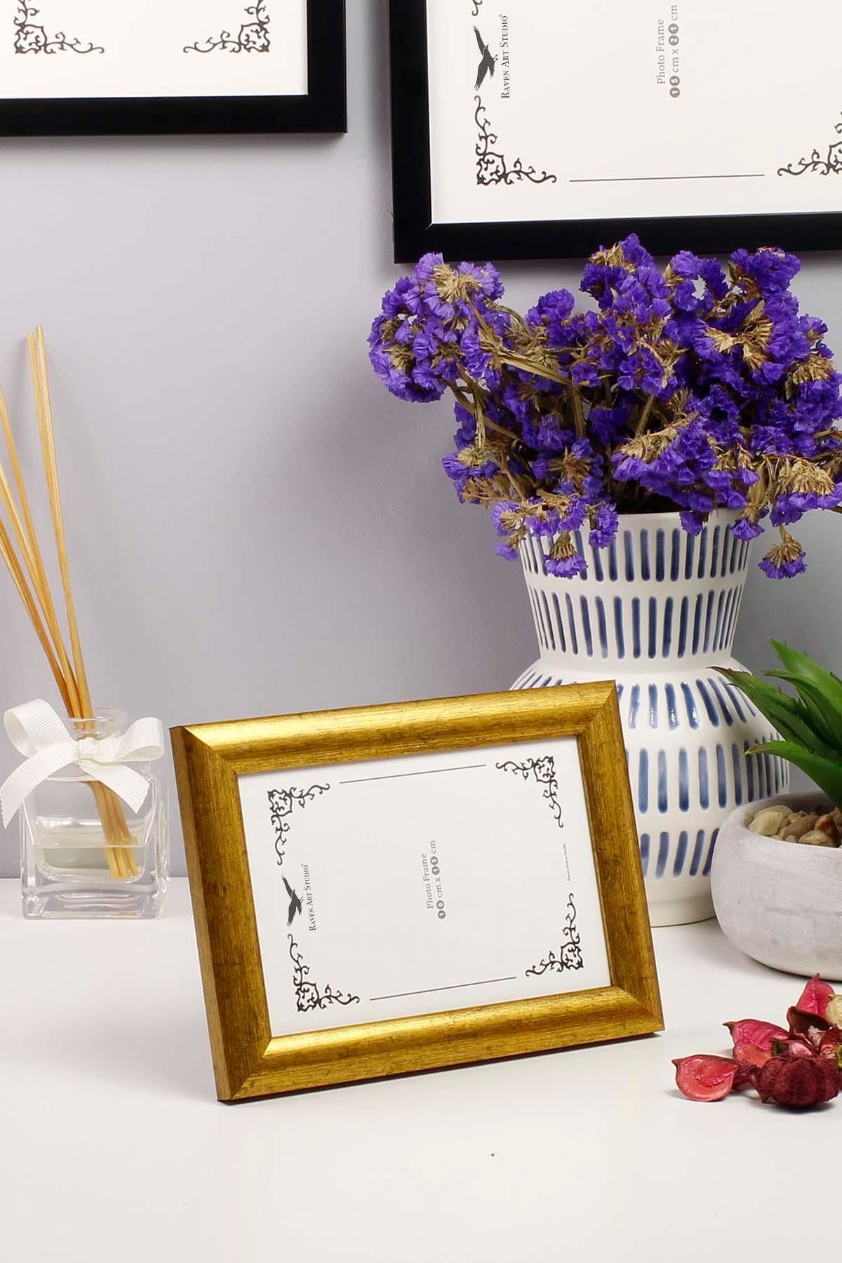 Pergamon 10cm x 15cm Altın Resim Fotoğraf Belge Poster Evrak Çerçevesi Korumalı Kırılmaz Pleksi Cam