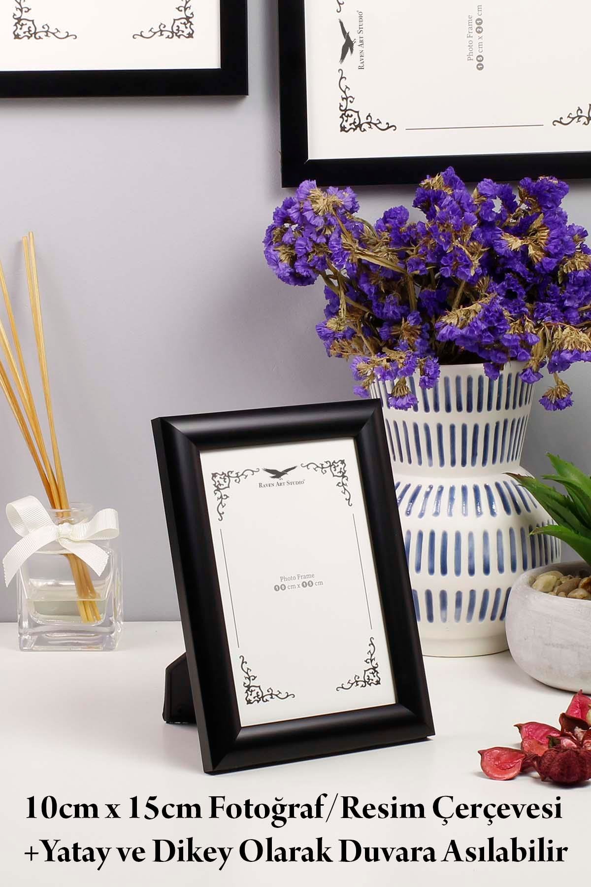 Pergamon 10cm x 15cm Siyah Resim Fotoğraf Belge Poster Evrak Çerçevesi Korumalı Kırılmaz Pleksi Cam