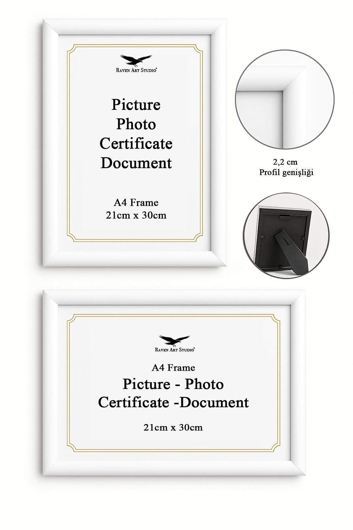 Pergamon A4-21x30cm Beyaz Resim Fotoğraf Belge Poster Evrak Çerçevesi Korumalı Kırılmaz Pleksi Cam