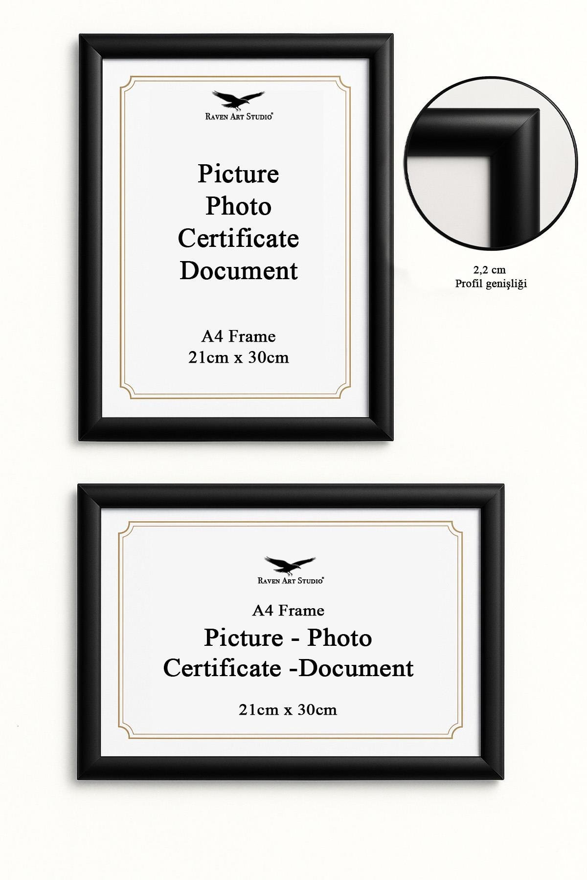 Pergamon A4-21x30cm Siyah Resim Fotoğraf Belge Poster Evrak Çerçevesi Korumalı Kırılmaz Pleksi Cam