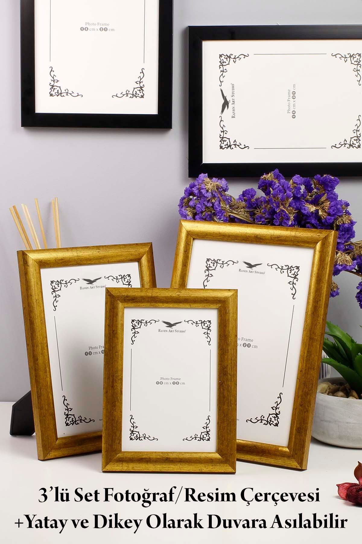 Pergamon Altın 3'lü Set 10x15cm + 13x18cm + 15x21cm Korumalı Kırılmaz Pleksi Cam