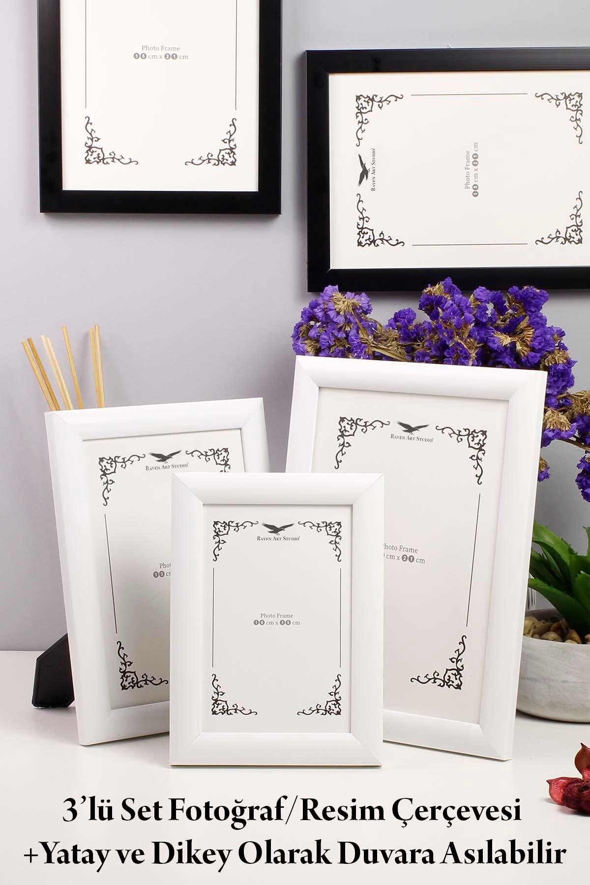 Pergamon Beyaz 3'lü Set 10x15cm + 13x18cm + 15x21cm Korumalı Kırılmaz Pleksi Cam