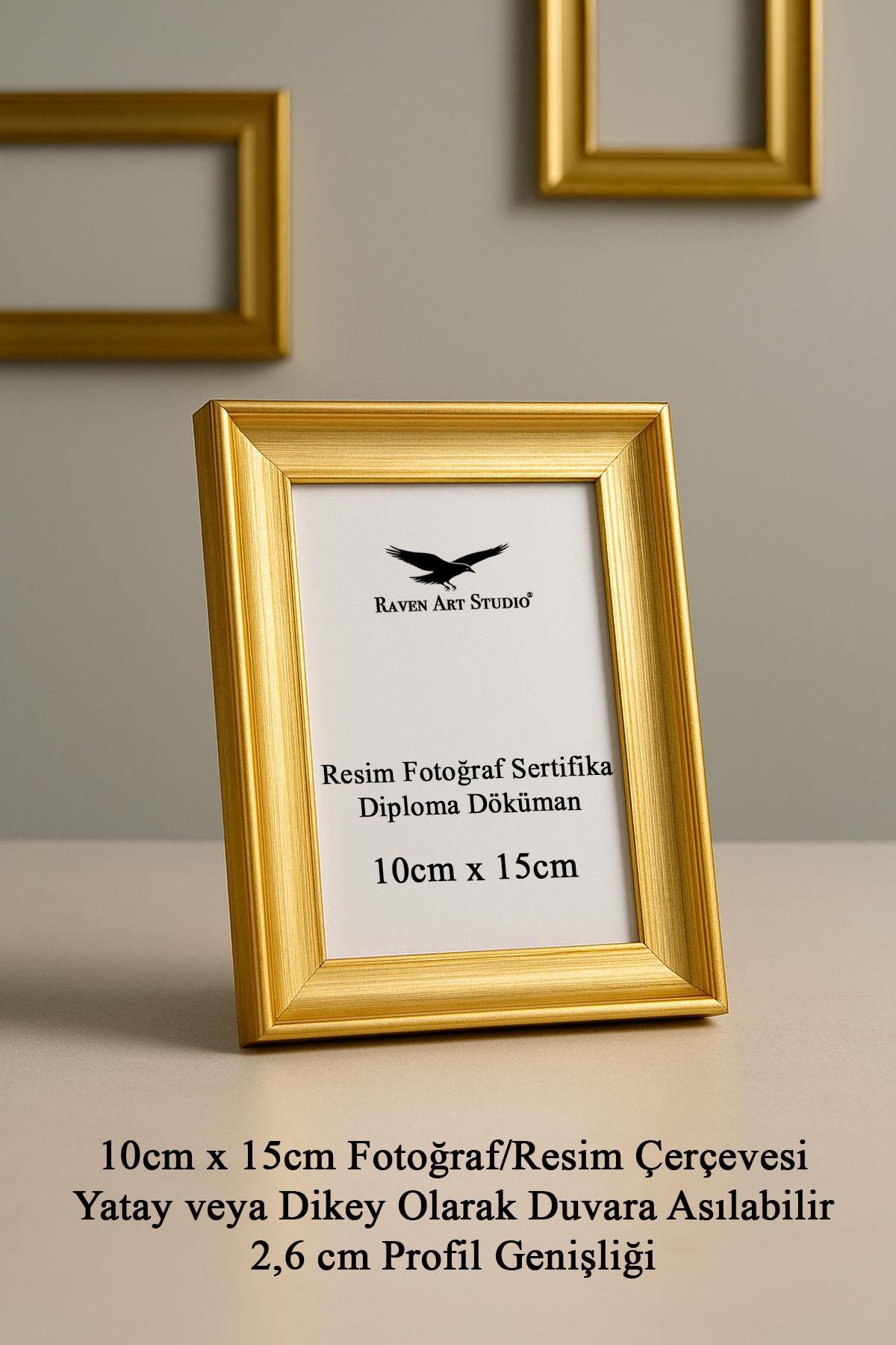 Pyramid 10x15cm Altın Resim Fotoğraf Belge Poster Evrak Çerçevesi Korumalı Kırılmaz Pleksi Cam