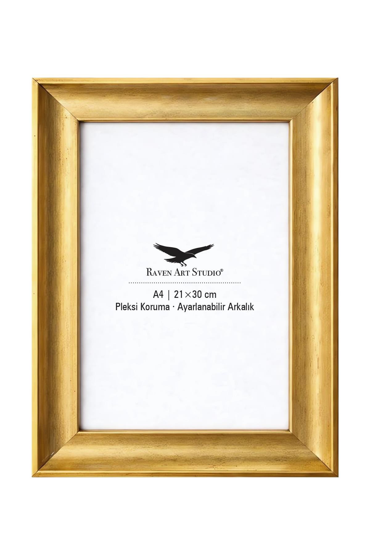 Pyramid A4-21x30cm Altın Resim Fotoğraf Belge Poster Evrak Çerçevesi Korumalı Kırılmaz Pleksi Cam