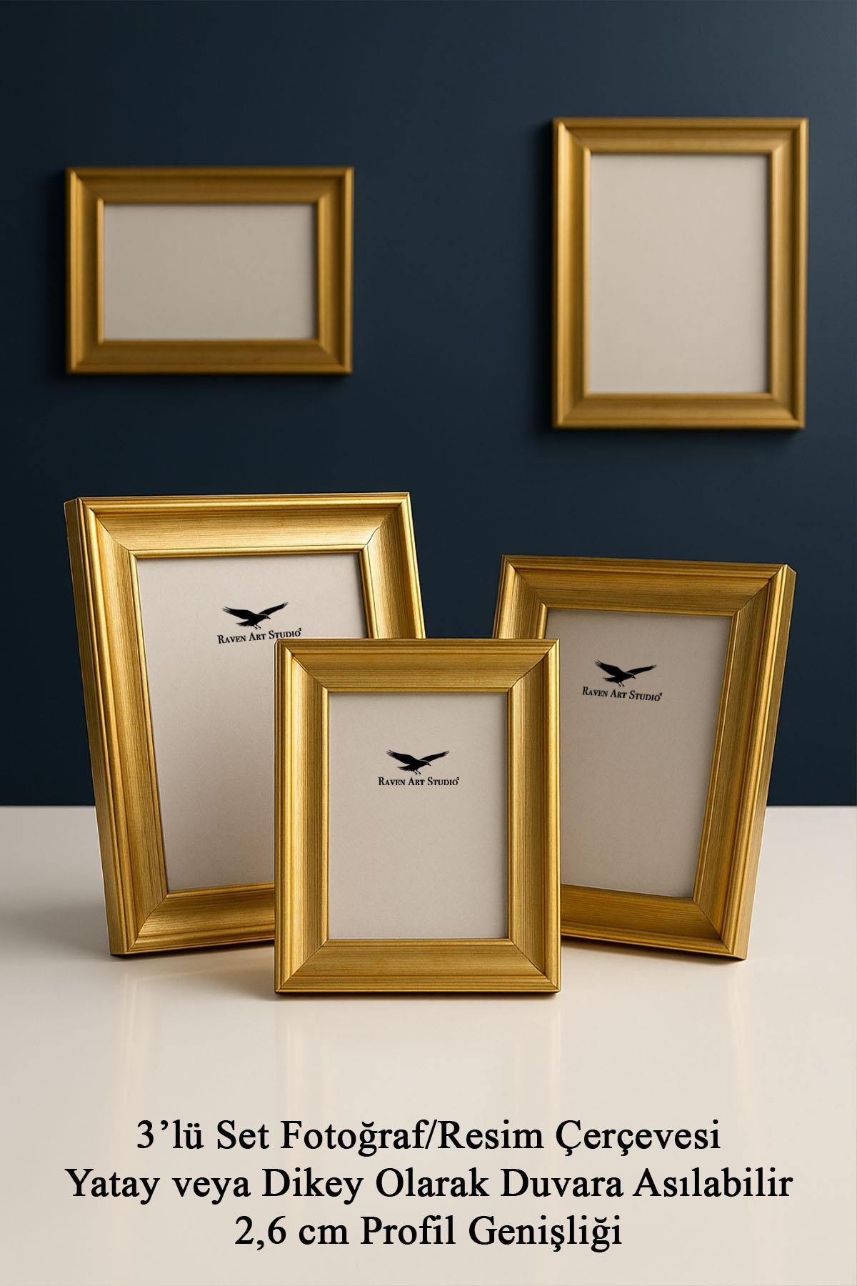 Pyramid Altın 3'lü Set 10x15cm + 13x18cm + 15x21cm Korumalı Kırılmaz Pleksi Cam