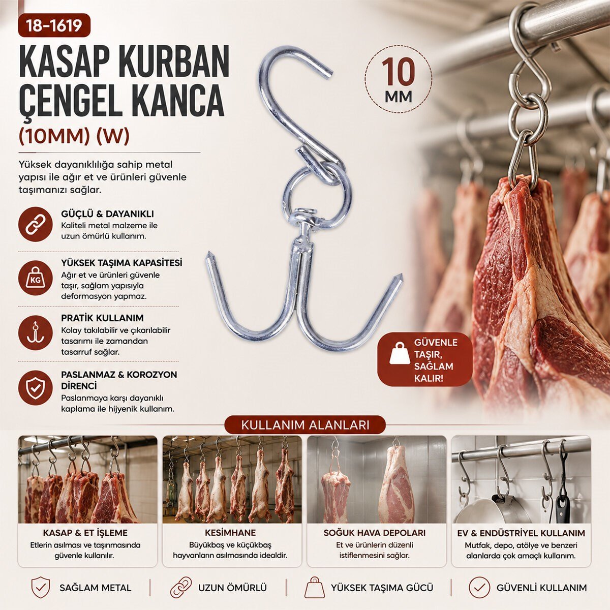 10 ADET 10MM W KASAP KURBAN ÇENGEL KANCA (5293)