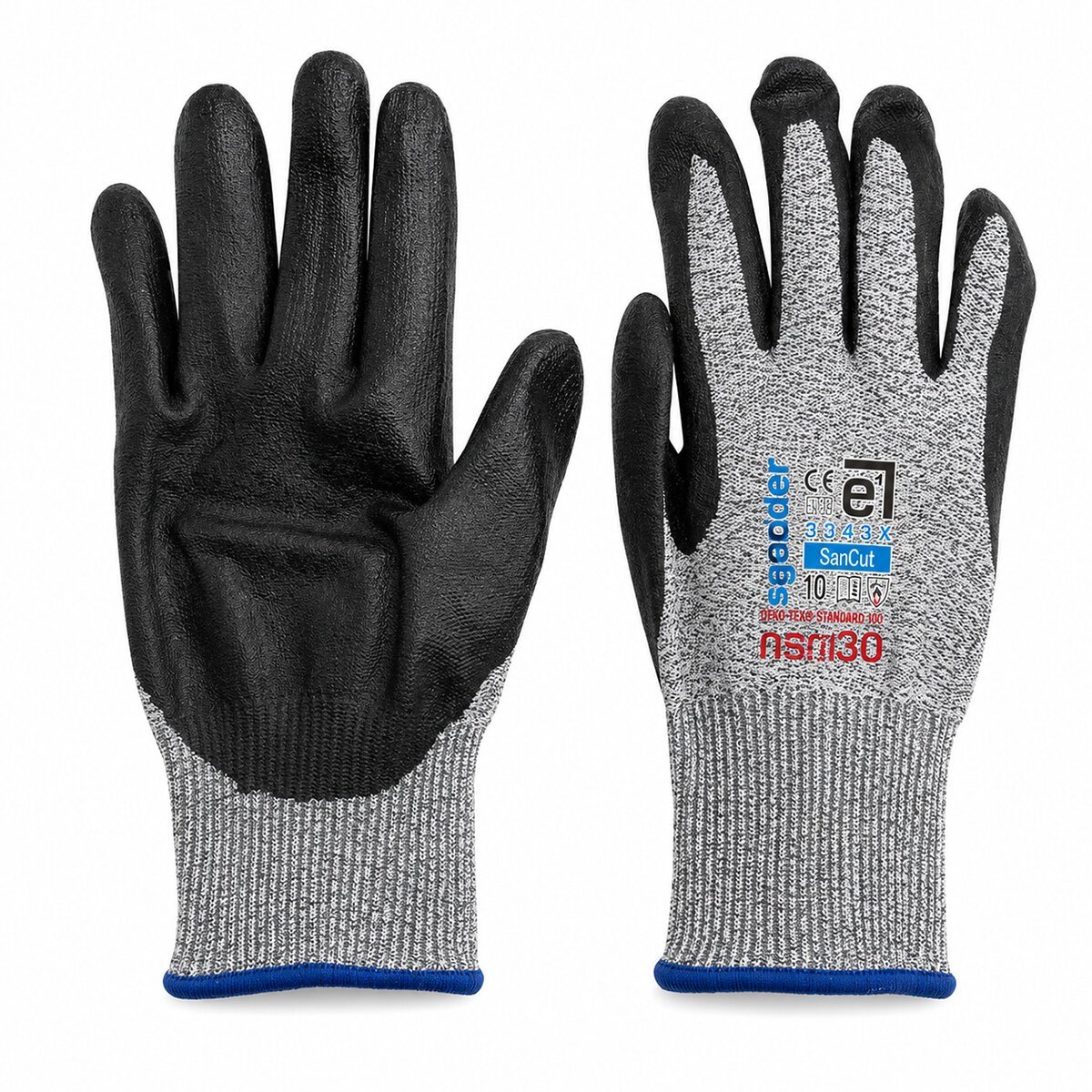 10 ADET ZEBRA NO 10 XLARGE KESİLME DİRENÇLİ NİTRİL İŞÇİ ELDİVEN BANDI (5293)