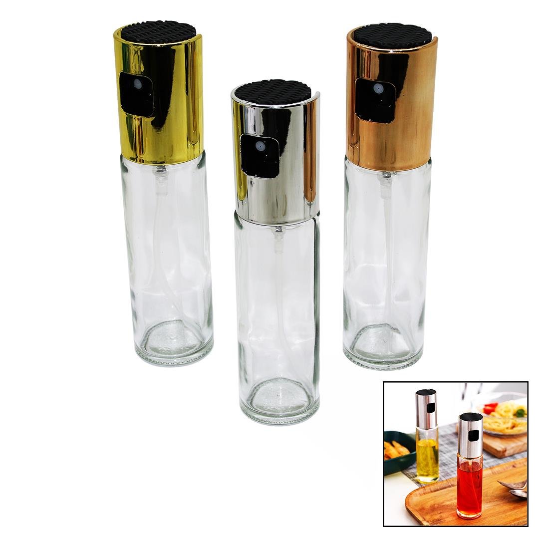 100 ML SPREY CAM YAĞDANLIK KROM - RENKLİ SPREY KAFA - İNCE UZUN ŞİŞE (5293)