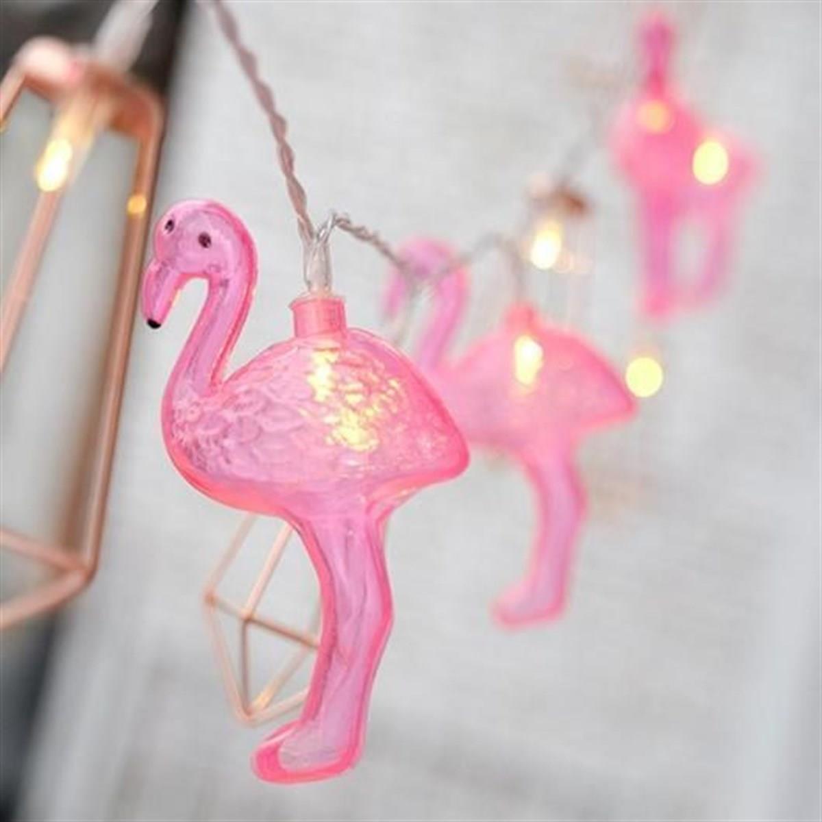 10'lu Pilli Led Flamingo Dekoratif Işık Zinciri Aydınlatma 1,5 Mt (5293)