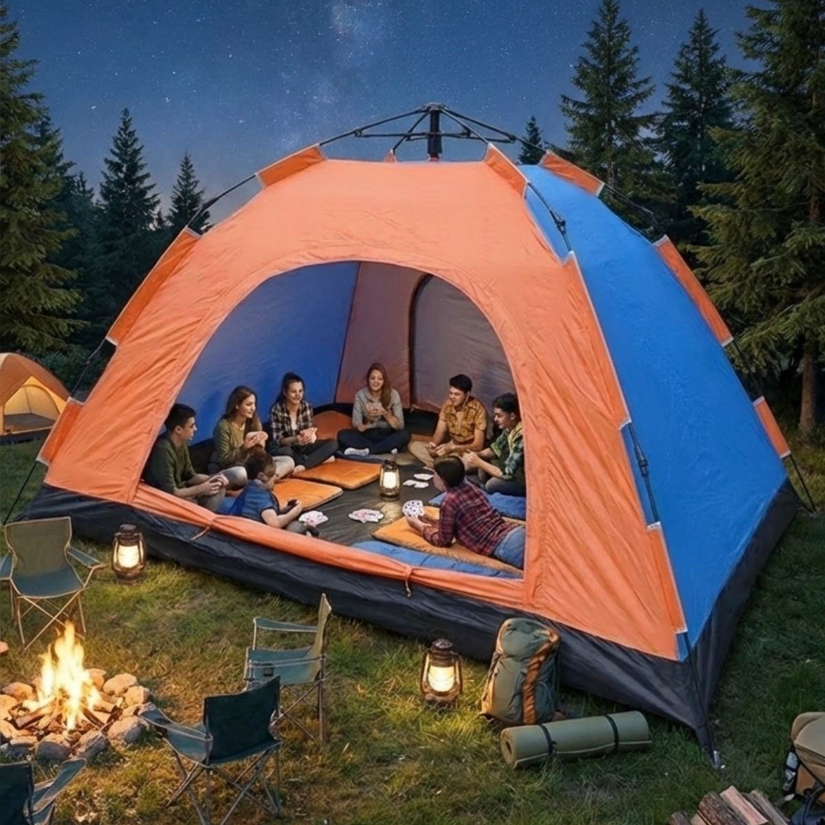 10 Kişilik Otomatik Kurulum Kamp Çadırı – Outdoor , Suya Dayanıklı Hızlı Kurulum Piknik ve Doğa İçin Geniş Aile Çadırı 300x300x170 cm (5293)