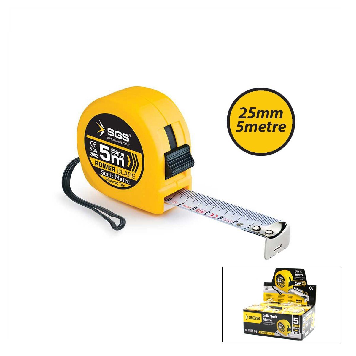 12 ADET 5MT X 25MT STOPLU ŞERİT METRE (5293)