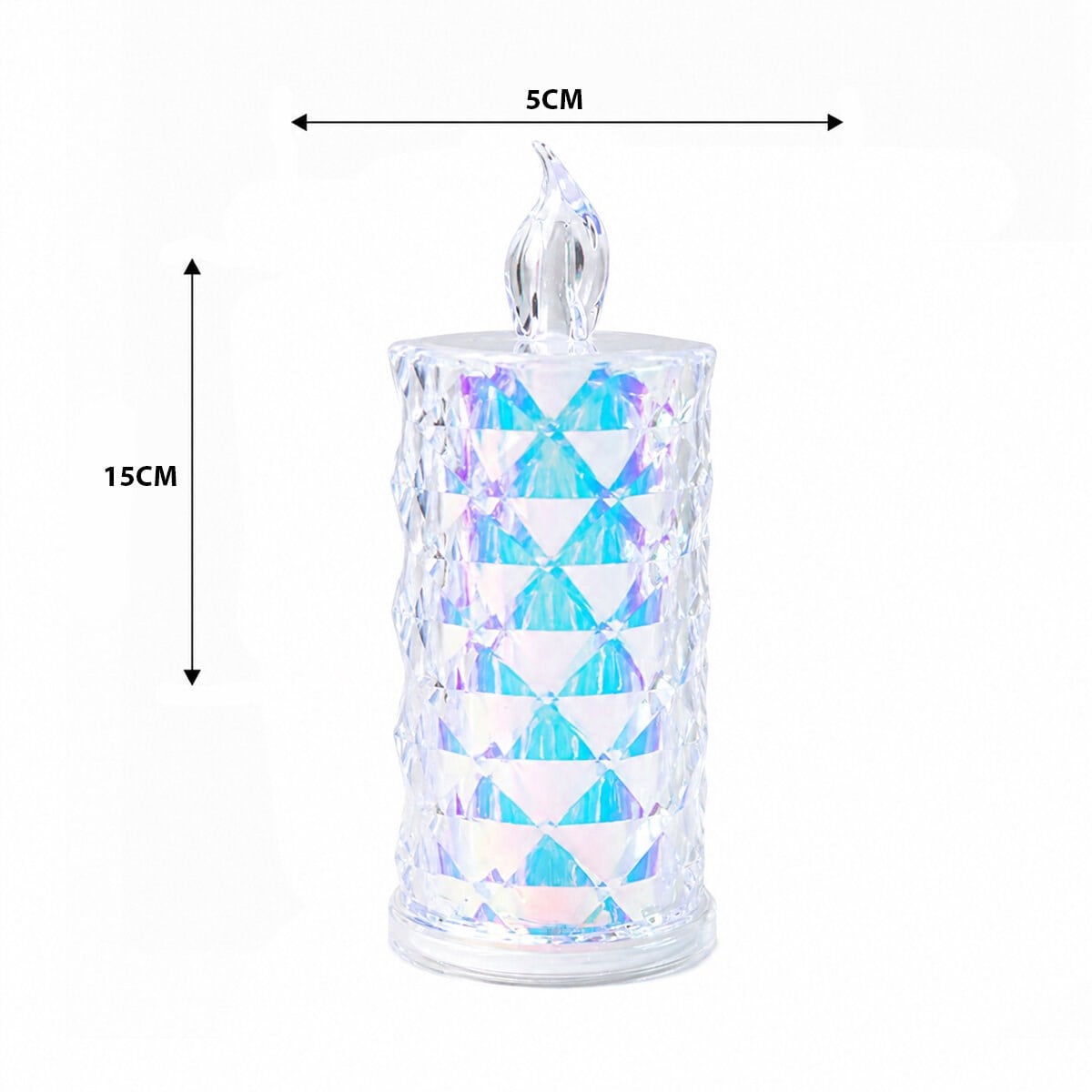 12 ADET LED CANDLE KAMP BÜYÜK BOY= ÇAP:5CM - Y: 16CM PİLLİ LED MUM MİKA KRİSTAL PLASTİK YAKUT-13637 (5293)