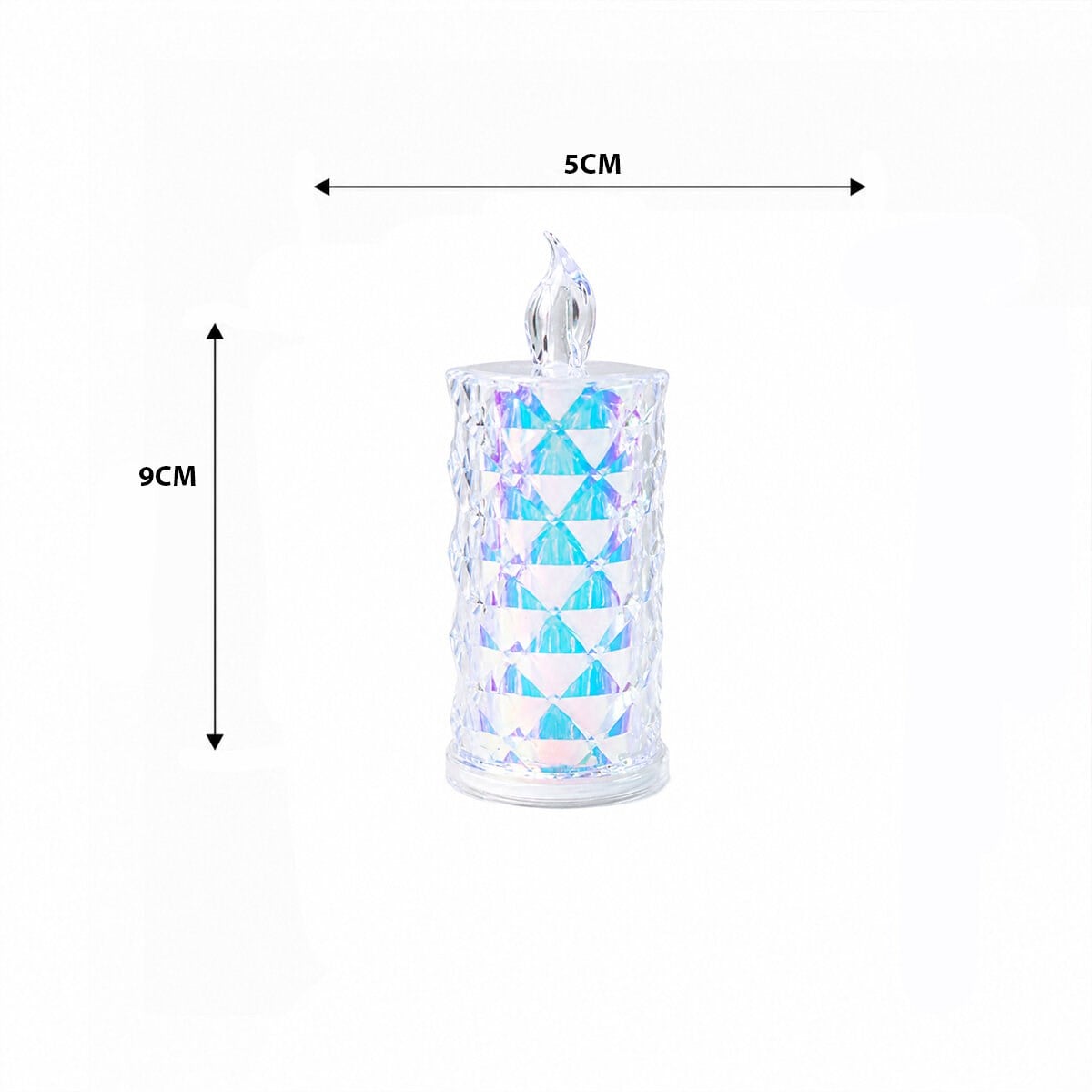 12 ADET LED CANDLE KAMP KÜÇÜK BOY= ÇAP:5CM - Y: 9CM PİLLİ LED MUM MİKA KRİSTAL PLASTİK YAKUT-13635 (5293)