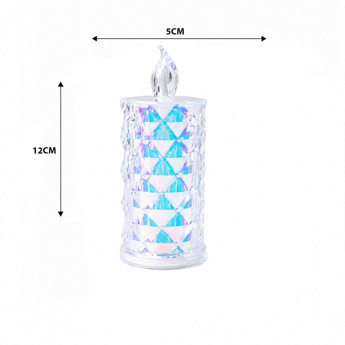 12 ADET LED CANDLE LAMP ORTA BOY= ÇAP:5CM - Y: 12CM PİLLİ LED MUM MİKA KRİSTAL PLASTİK YAKUT-13636 (5293)