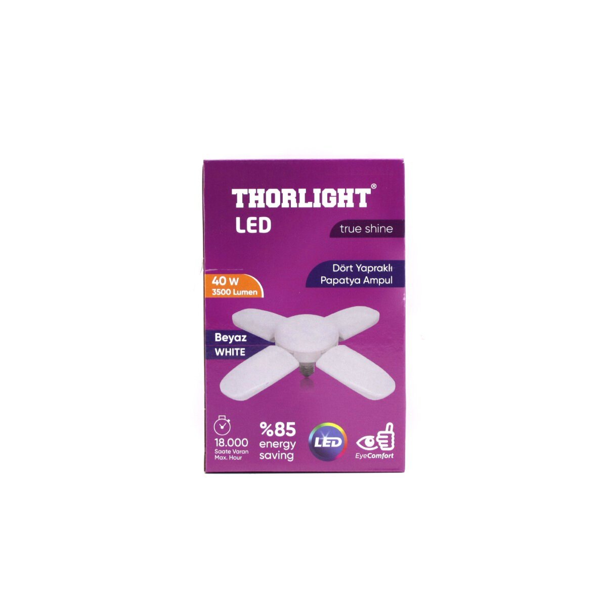 1+4 KOLLU - YAPRAKLI PERVANE MODELİ PAPATYA BEYAZ LED LAMBA AMPUL 40W - E27 P-6040B (5293)