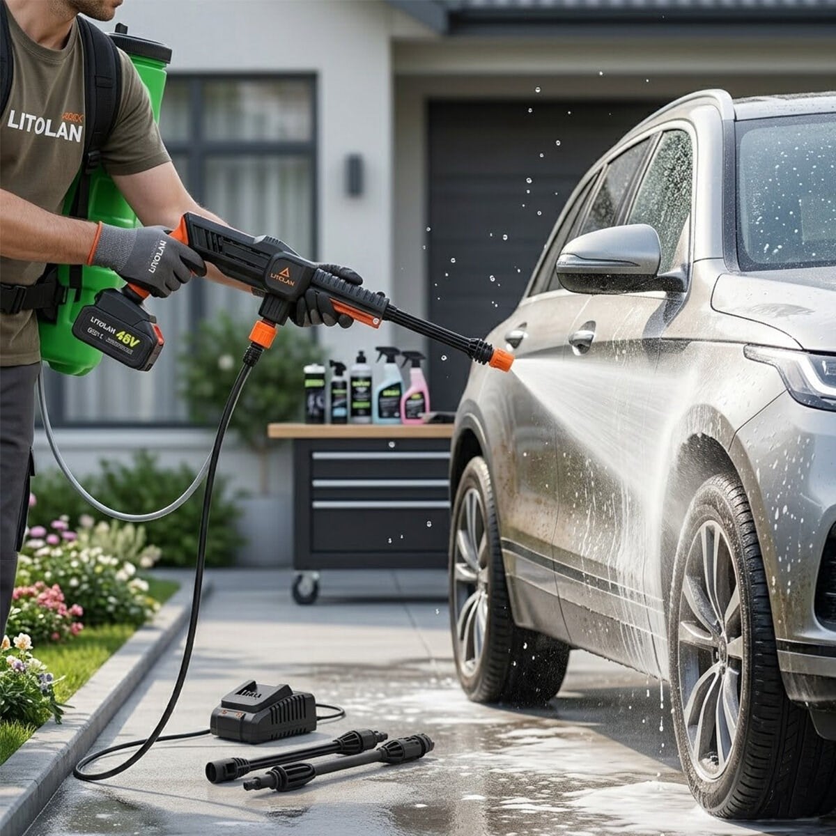 16LT ELEKTİRİKLİ OTO - ARAÇ YIKAMA TABANCASI - İLAÇ POMPASI PÜSKÜRTÜCÜ 4.8V EWASHER (5293)