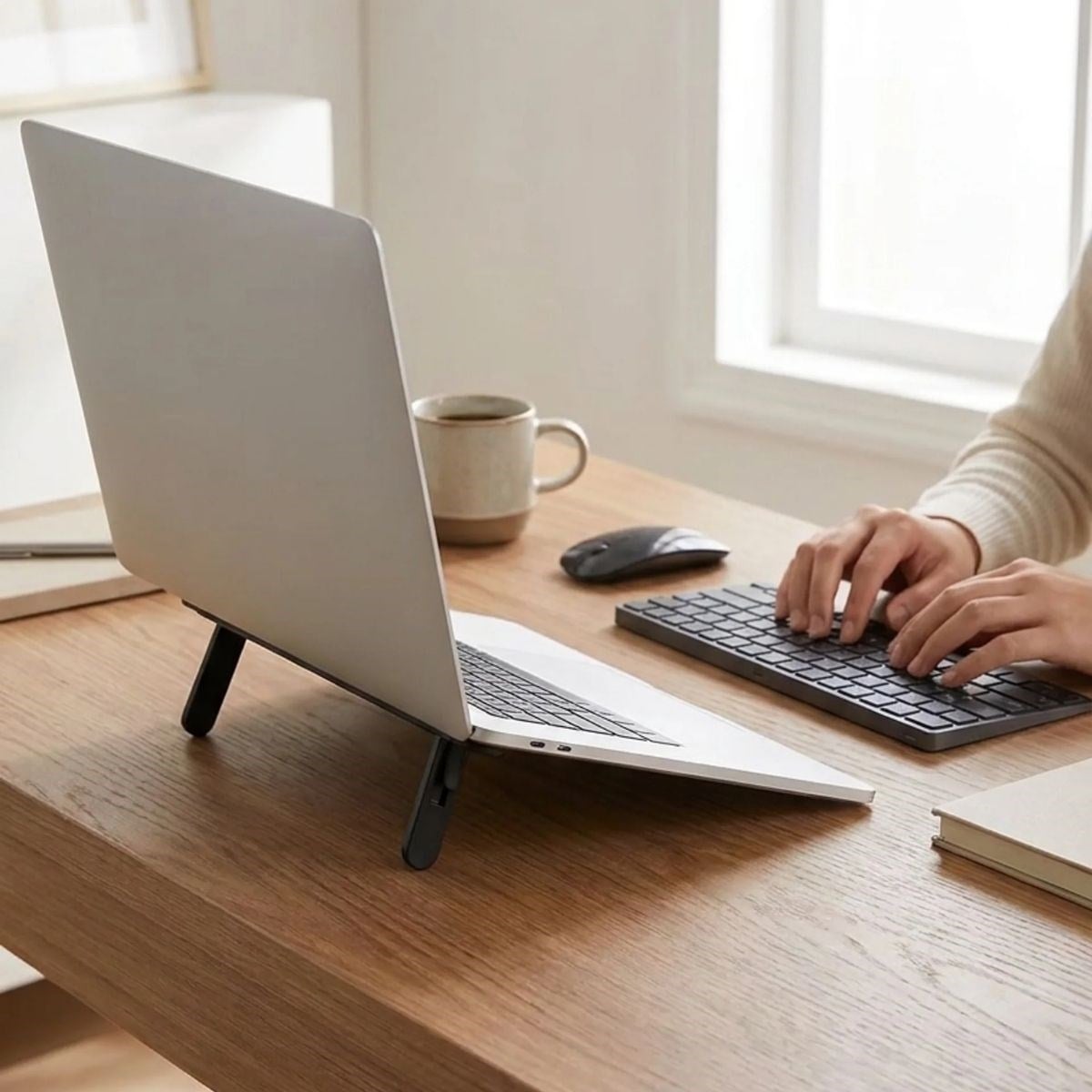 2 Kademeli Katlanabilir Laptop Standı – Kendiliğinden Güçlü Yapışkanlı, Ergonomik Tablet Yükseltici (5293)