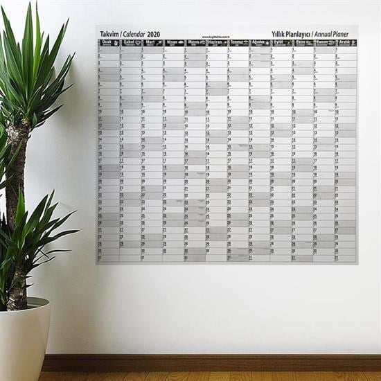 2020 Yıllık Planlayıcı Manyetik Duvar Stickerı Takvim 110x100 cm (5293)
