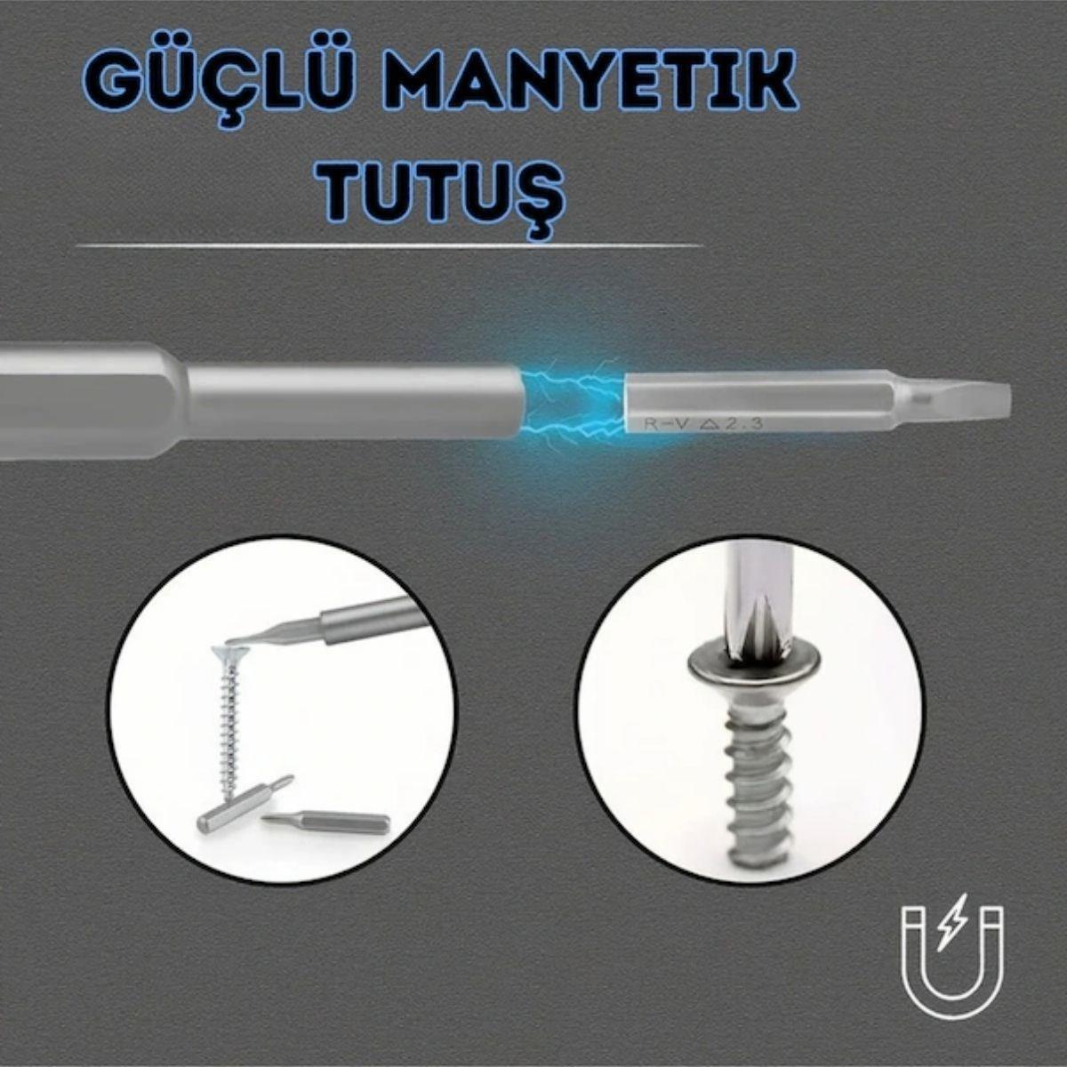 25 Parça 24 farklı uçlu Mıknatıslı 25 in 1  Tornavida Seti (5293)
