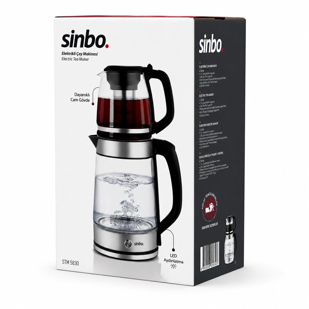 2İN1= ÇAYCI - KETTLE ÇELİK ELEKTRİKLİ ÇAY MAKİNESİ 2LT + 1,2LT ÇAY SÜZGEÇLİ 360° DÖNEBİLİR STM-5990 (5293)