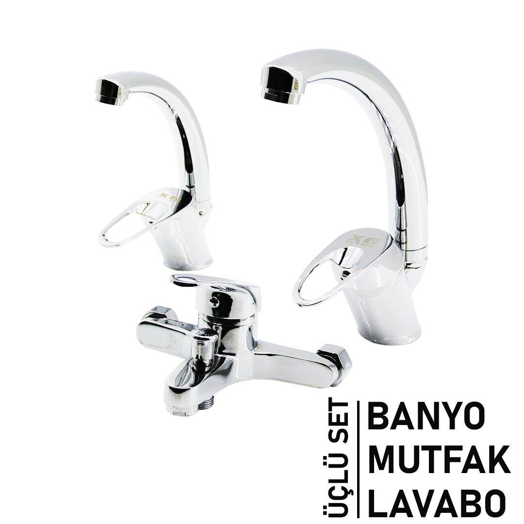 3LÜ SET   BANYO - EVYE MUTFAK - LAVABO   AÇ KAPA  MİX BATARYA MUSLUK (5293)