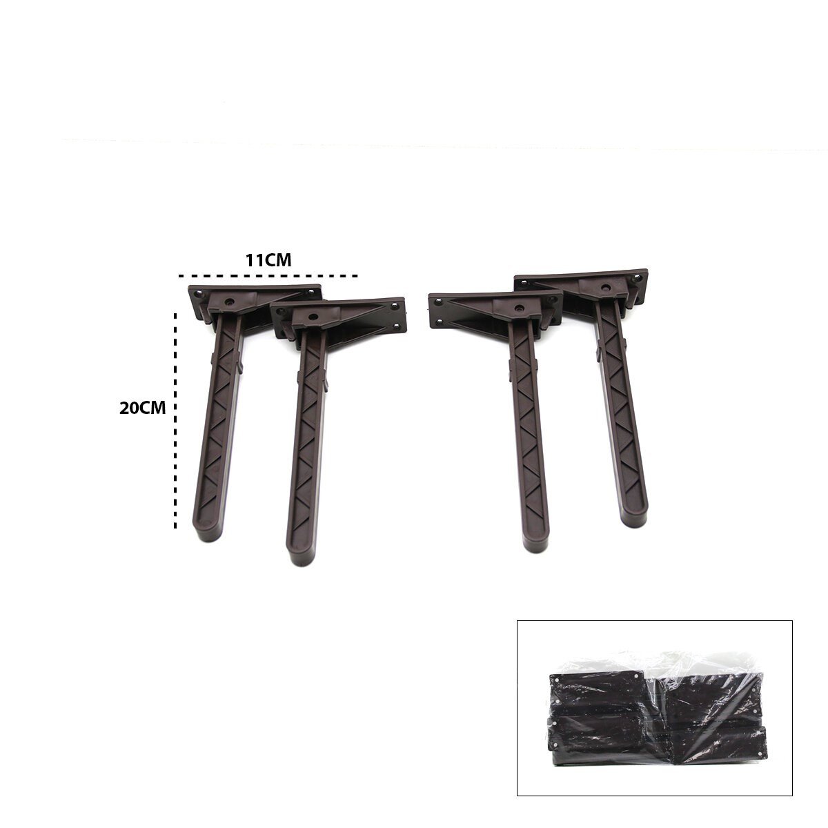 4 ADET KAHVERENGİ SOFRA AYAK KOMPLE PLASTİK 20CM AÇ KAPA (5293)