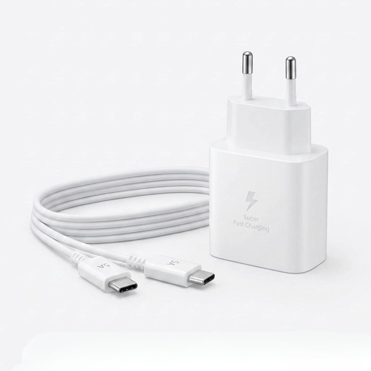 45W Süper Hızlı Şarj Adaptörü USB-C PD 3.0 PPS Fast Charger + 5A Type-C to Type-C Kablo (5293)