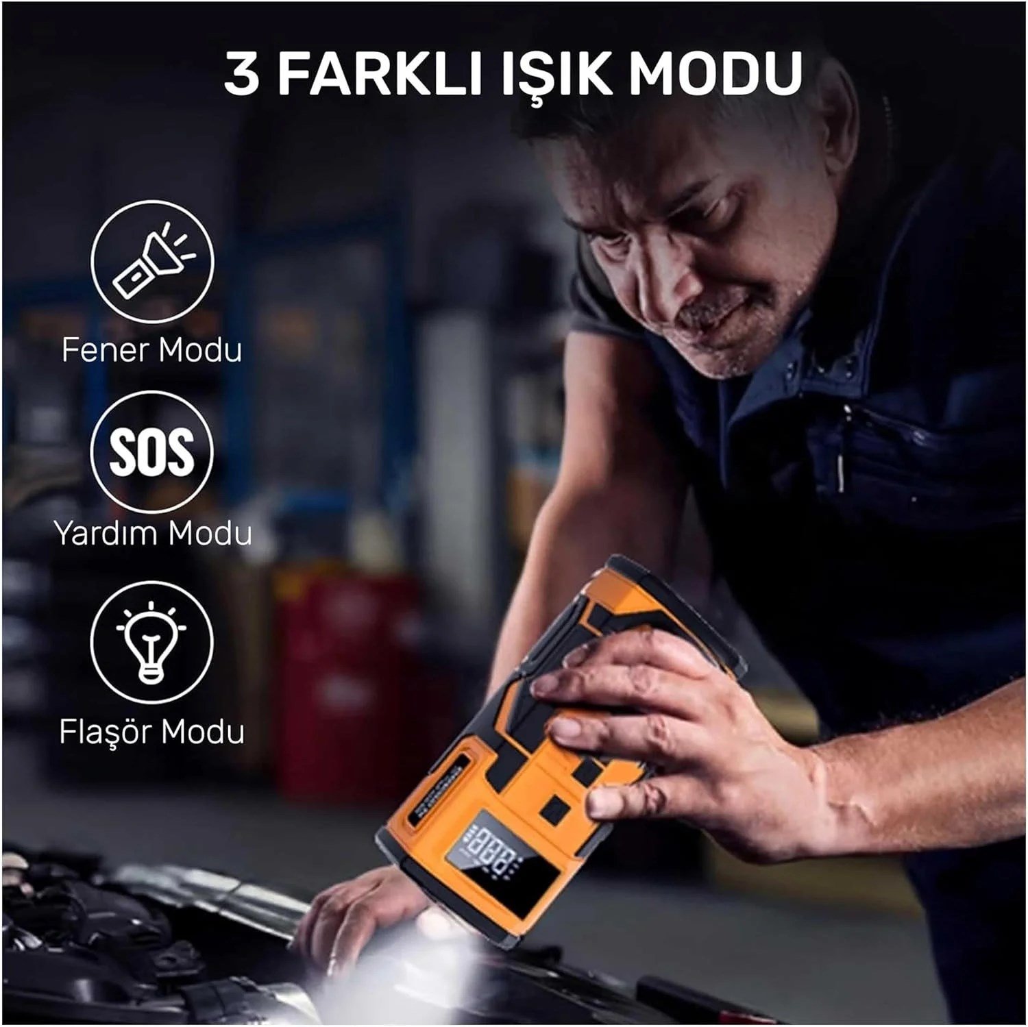 4in1 10.000mAh Akü Takviyeli, Powerbanklı Reflektörlü (5293)