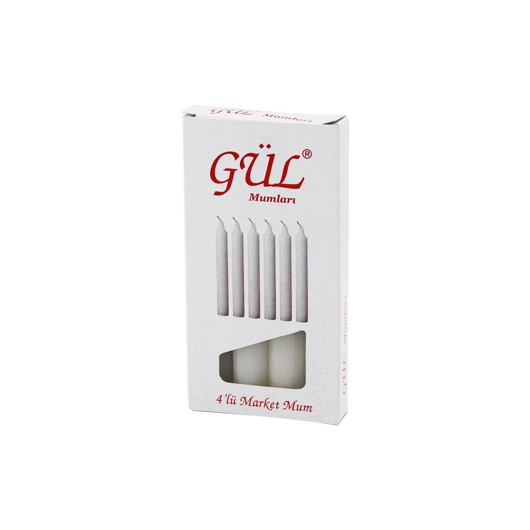4PCS - İNCE   ÇAP=1.6CM - UZUNLUK=12CM   BEYAZ KLASİK  MARKET MUM (5293)
