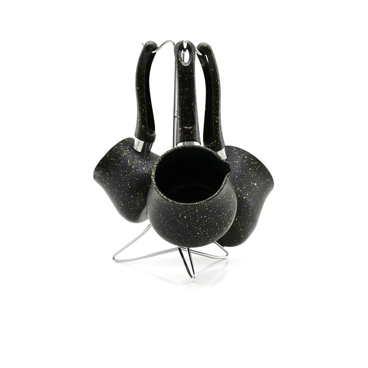 4PCS 230-280-380ML GRANİT - ÇELİK CEZVE RENKLİ METAL STANDLI (5293)