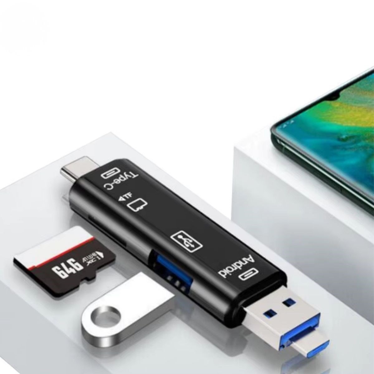 5 in 1 Çok Fonksiyonlu USB 2.0 Micro Sd Kart Okuyucu - Usb/micro Usb/type-C Çıkışlı, Otg Çevirici (5293)