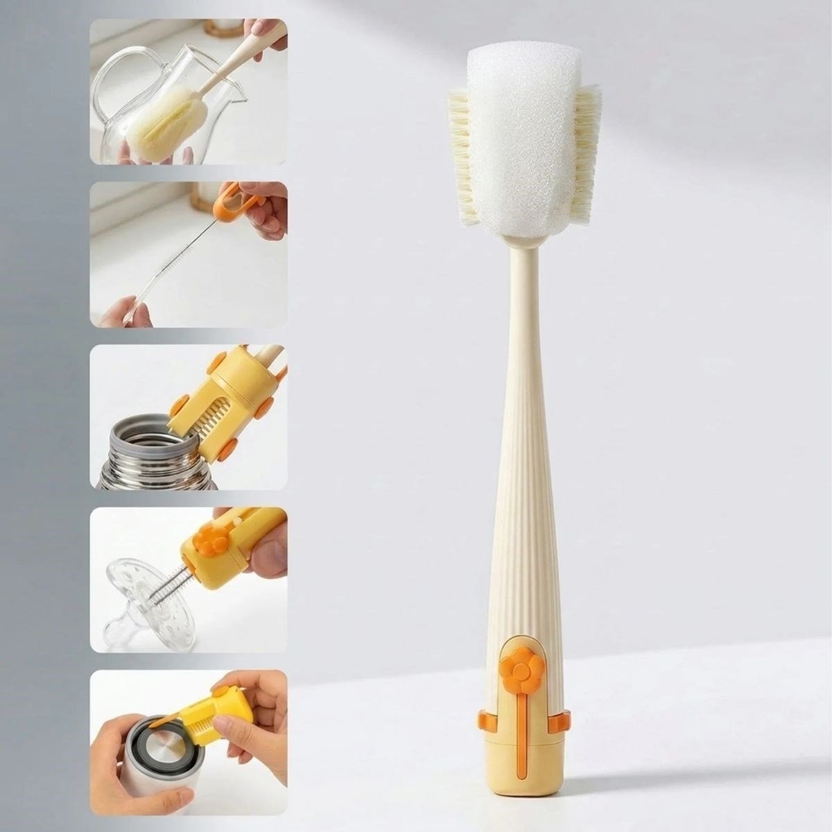 5’i 1 Arada Çok Amaçlı Şişe Temizleme Fırçası – Sürahi, Kavanoz, Pipet, Kapak, Emzik ve Biberon Temizlik Seti (5293)