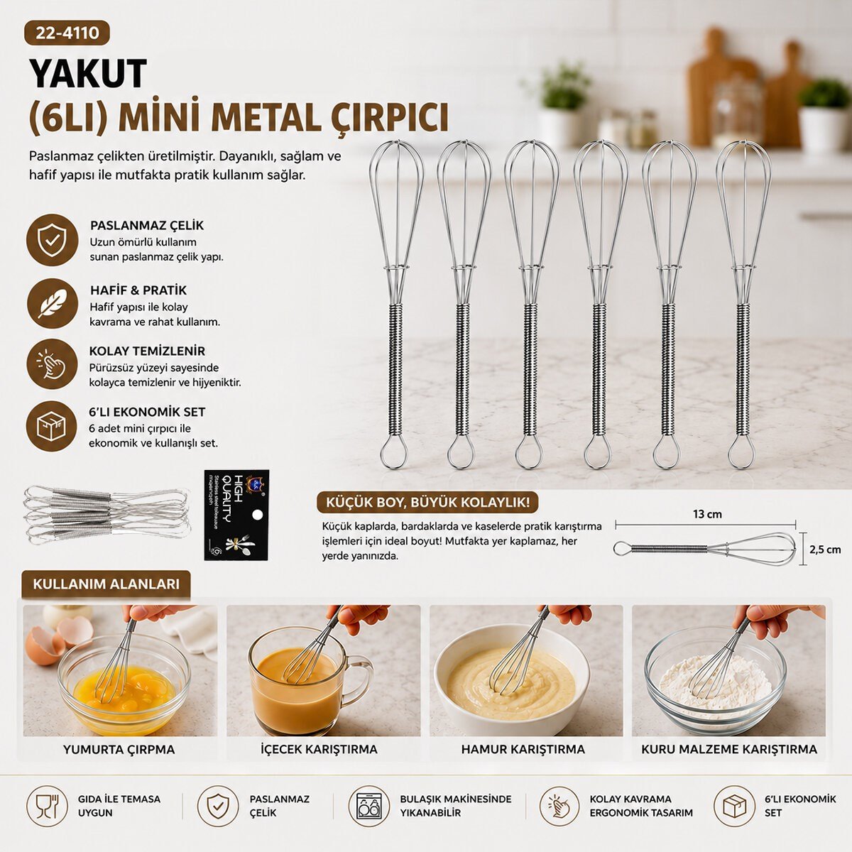 6PCS MİNİ=13CM METAL ÇIRPICI (5293)