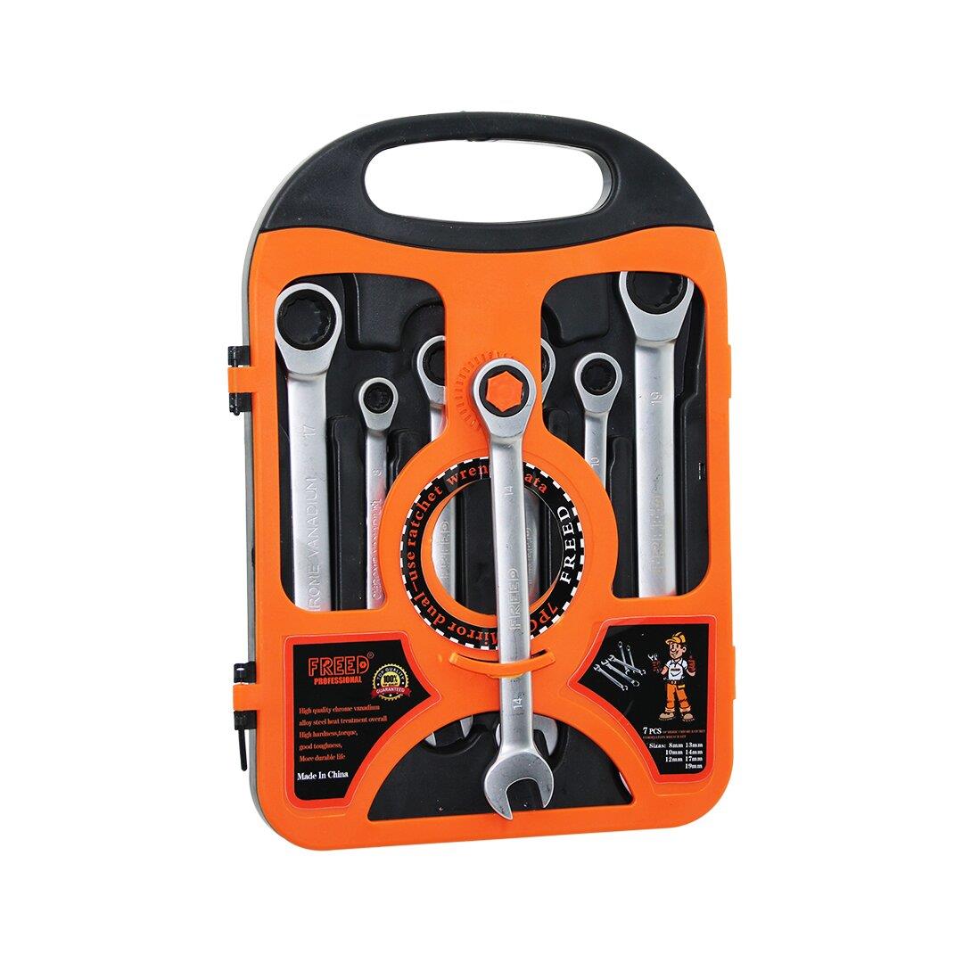 7 PCS CIRCIR KOMBİNE ANAHTAR SETİ 8-10-12-13-14-17-19MMPLASTİK TAŞIMA ÇANTALI (5293)