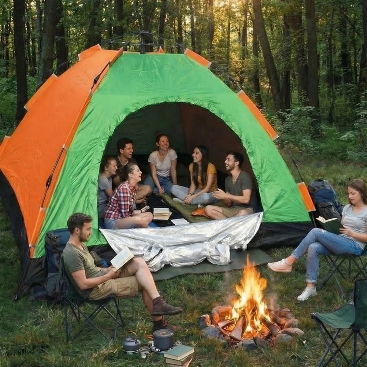 8 Kişilik Otomatik Kurulum Kamp Çadırı – Outdoor , Suya Dayanıklı Hızlı Kurulum Piknik ve Doğa İçin Geniş Aile Çadırı 250x250x165 cm (5293)