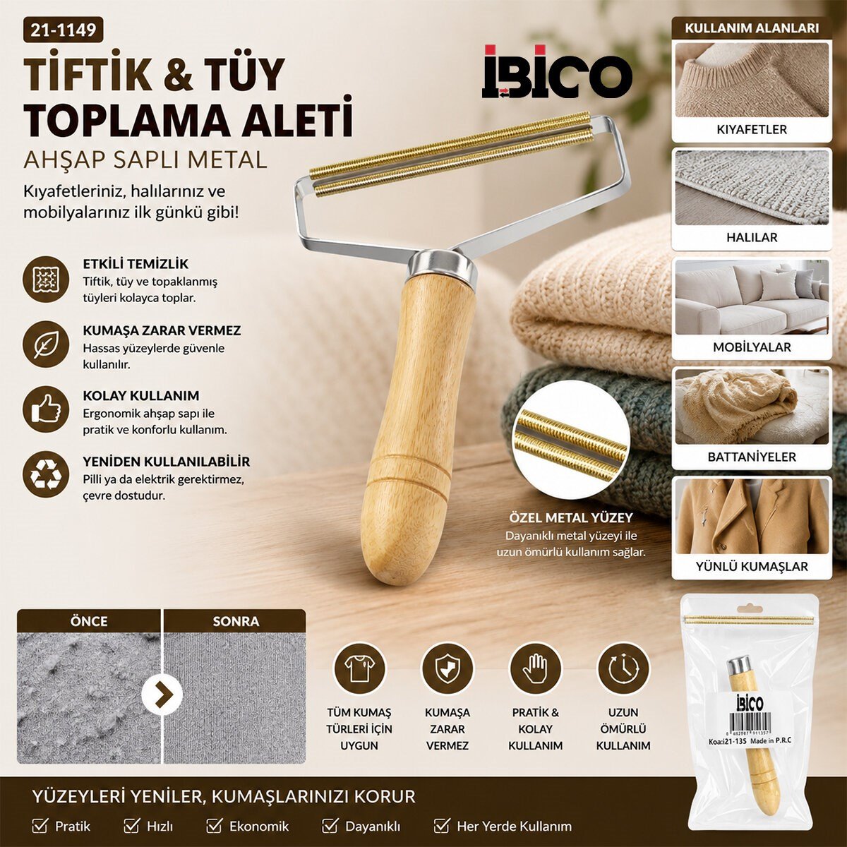 AHŞAP SAPLI METAL TİFTİK TÜY TOPLAMA (5293)