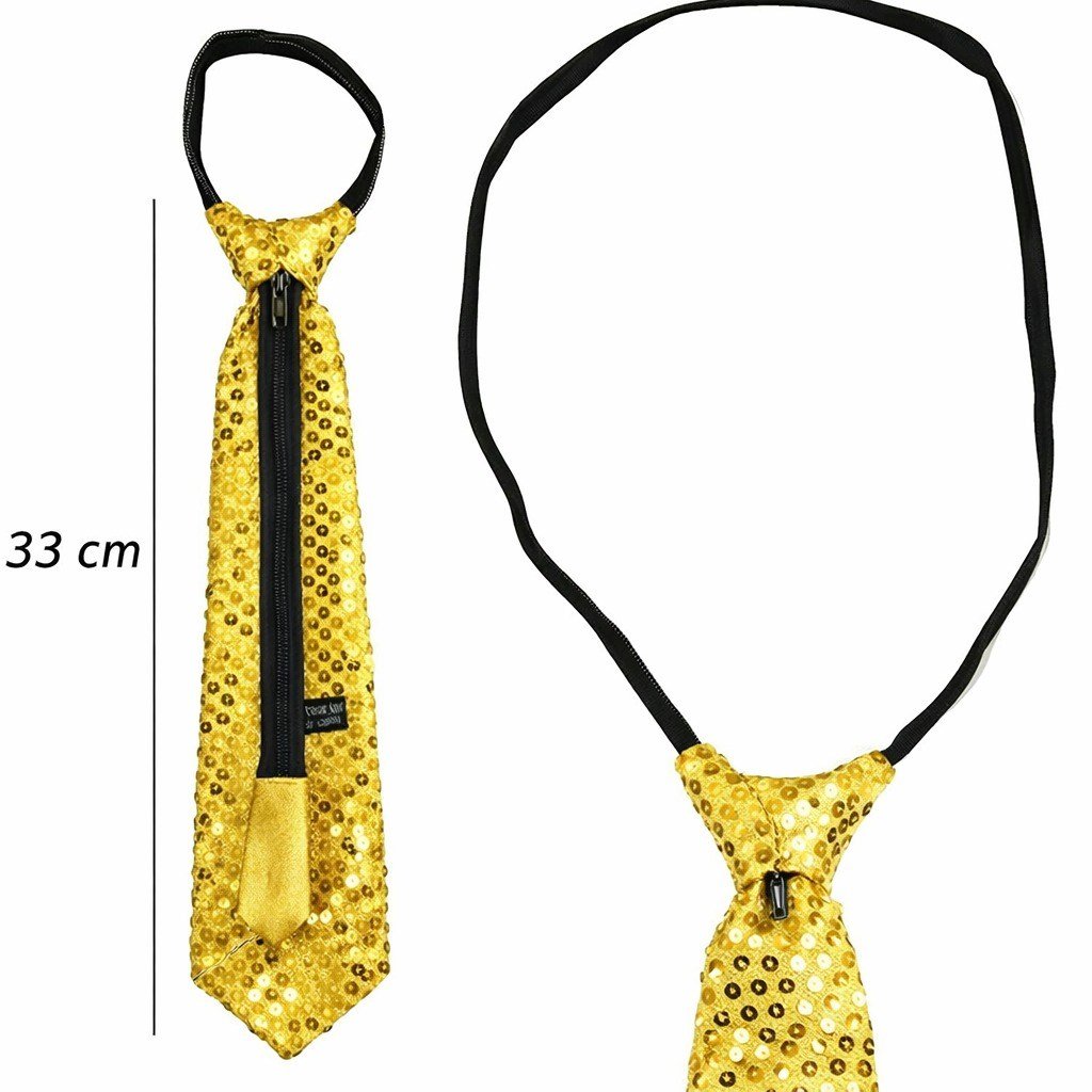 Altın Renk Pul Payetli Işıltılı Parti Kravatı 33 cm (5293)
