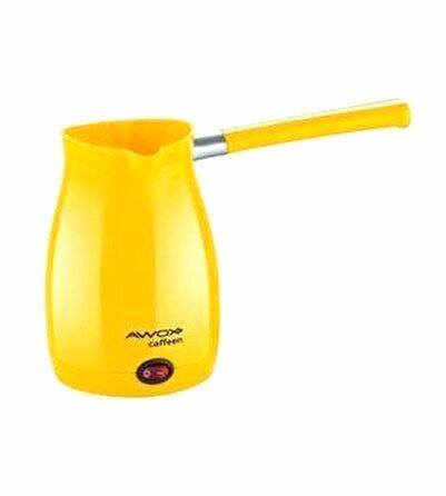 AWOX CAFFEEN  SARI  ELEKTRİKLİ CEZVE  TÜRK KAHVESİ  MAKİNESİ  PLASTİK   ÇİFT AĞIZ   0.4LT - 5 FİNCAN   1000W (5293)
