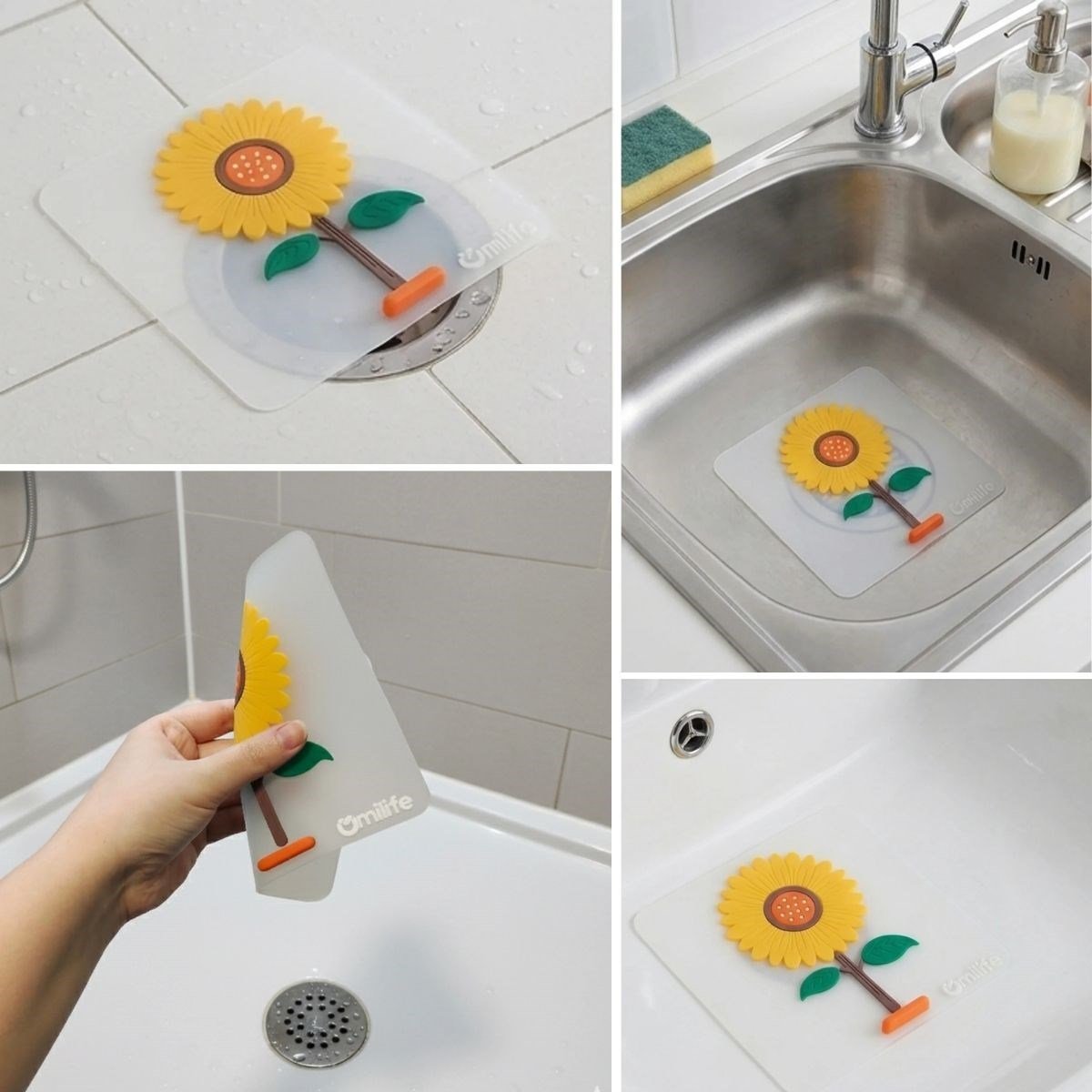 Ayçiçeği Tasarımlı Gider Koku Önleyici – Silikon Lavabo Gider Matı (5293)