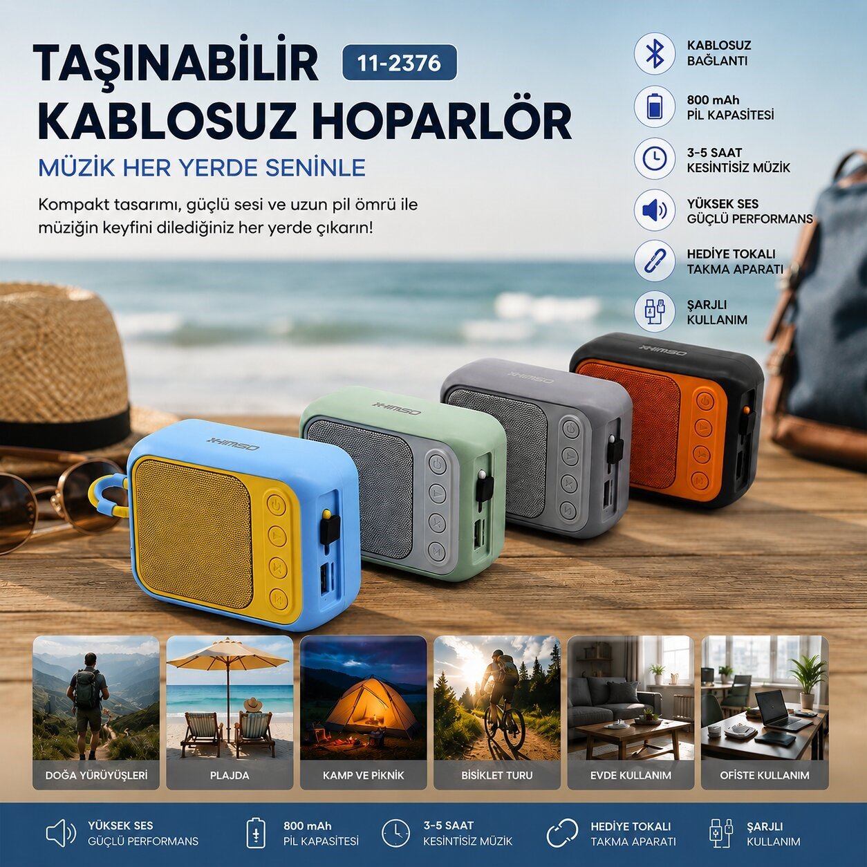 BLUETOOTH WİRELESS MİNİ HOPARLÖR SPEAKER RENKLİ TYPE-C ŞARJLI 5W MİKROFON - KART GİRİŞİ PL-4692 (5293)
