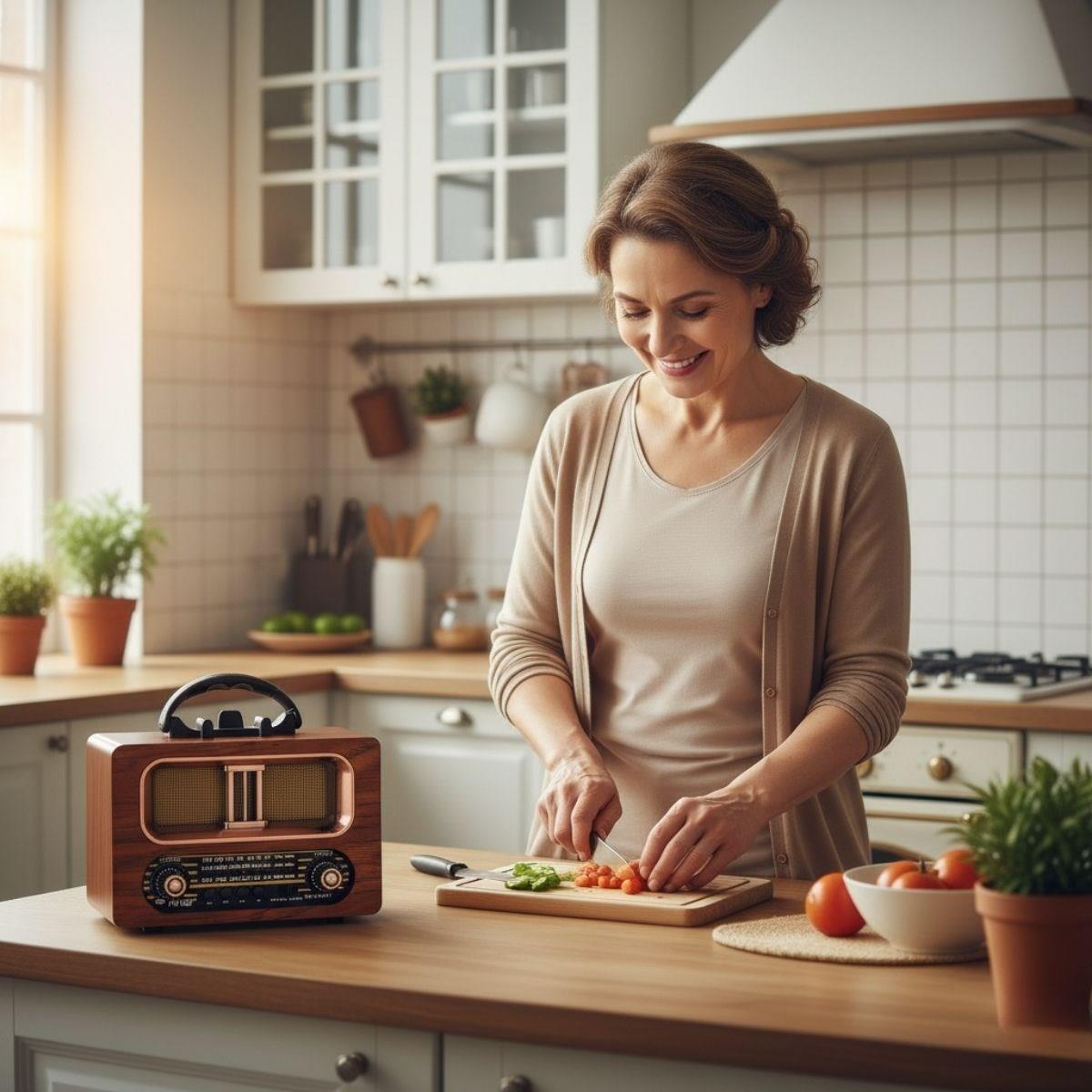 Büyük Boy Retro, Nostaljik, Ahşap Tasarım Bluetooth Hoparlörlü, Şarjlı, Taşınabilir FM/AM Destekli Radyo NS-6635 (5293)