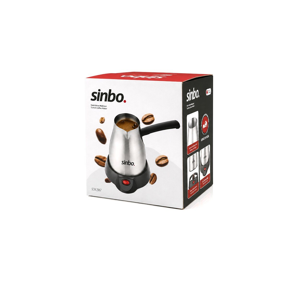 ÇELİK ELEKTRİKLİ CEZVE TÜRK KAHVE MAKİNESİ - 5FİNCAN=400ML 360° KABLOSUZ KULLANIM KATLANIR KULP 700W SCM-2967 (5293)