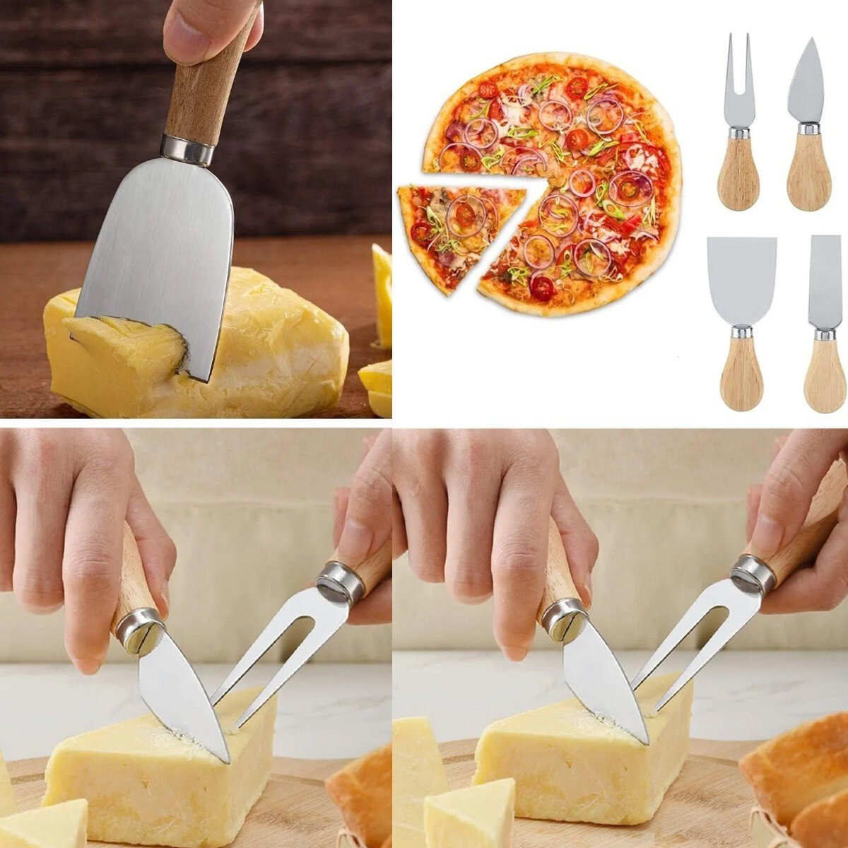 CHEESE KNİFE SET 4PCS PEYNİR BIÇAK SETİ AHŞAP BAMBU SAPLI (5293)