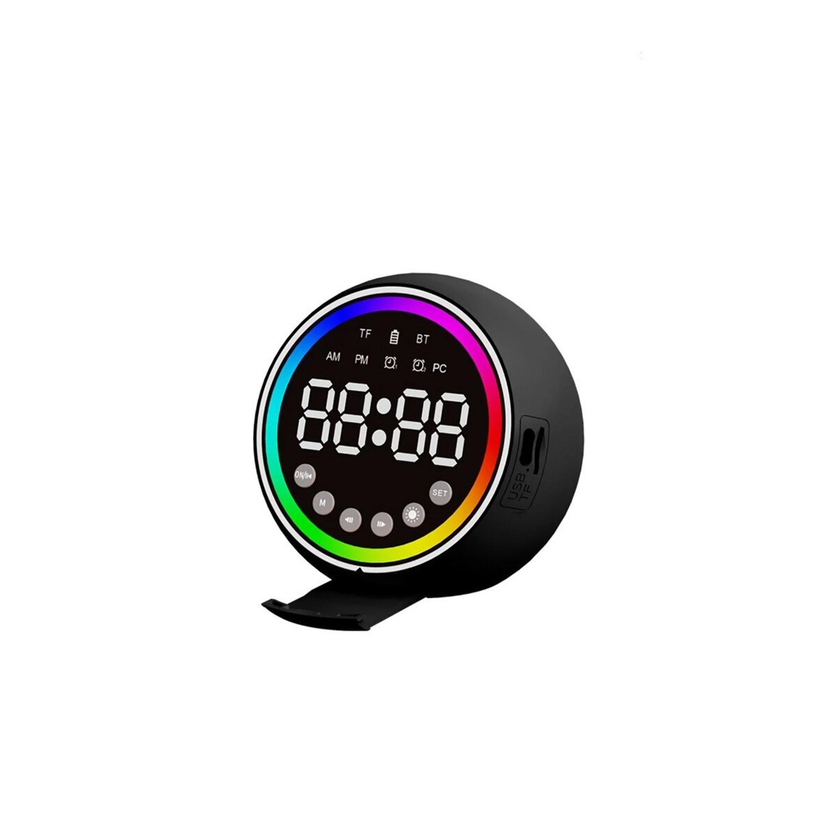 DİJİTAL SAAT - BLUETOOTH WİRELESS MİNİ HOPARLÖR SPEAKER USB ŞARJLI - IŞIKLI 5W PL-4652 (5293)