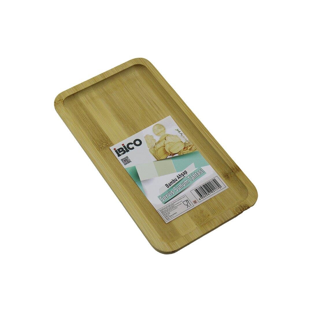 DİKDÖRTGEN AHŞAP BAMBU SERVİS SUNUM TEPSİ - TAHTASI MİNİ TEPSİ 25 X 14 X 1.4CM (5293)